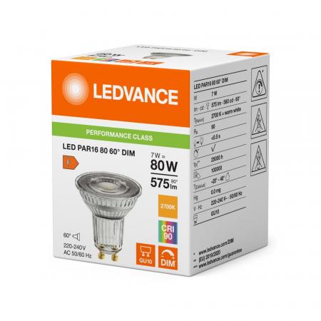 Ledvance GU10 PAR16 Reflektor 60°  7W wie 80W dimmbarer warmweißer Strahler 2700K 90Ra mit hoher Farbwiedergabe